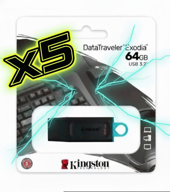 KIT 5 PEN DRIVE 64GB KINGSTON Exodia DTX/64GB USB3.2