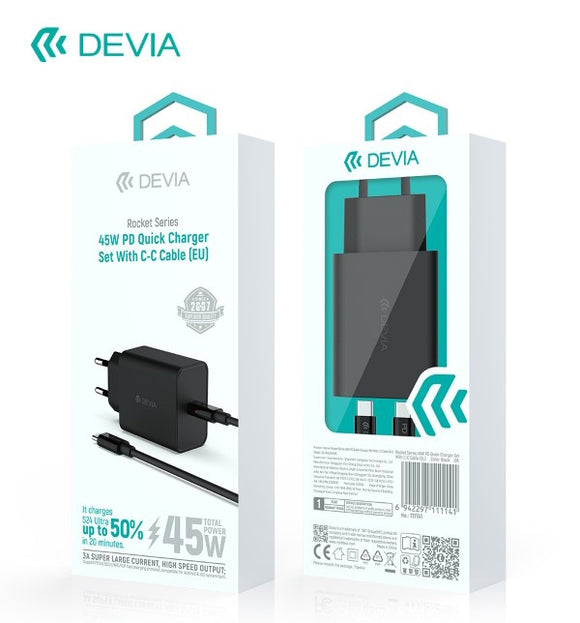 CARICABATTERIE PD 45W CAVO TYPE-C CARICA RAPIDA DEVIA