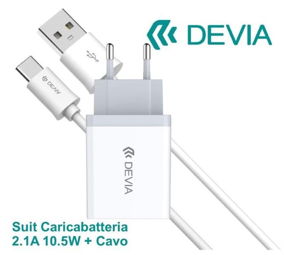 Alimentatore Caricabatteria Devia 2 Uscite USB-A con Cavo Incluso