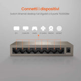 Switch 8 Porte Tenda Gigabit 10/100M/1000 MBPS TEG1008M