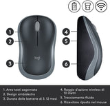 Mouse Logitech M185 Wireless - GRIGIO