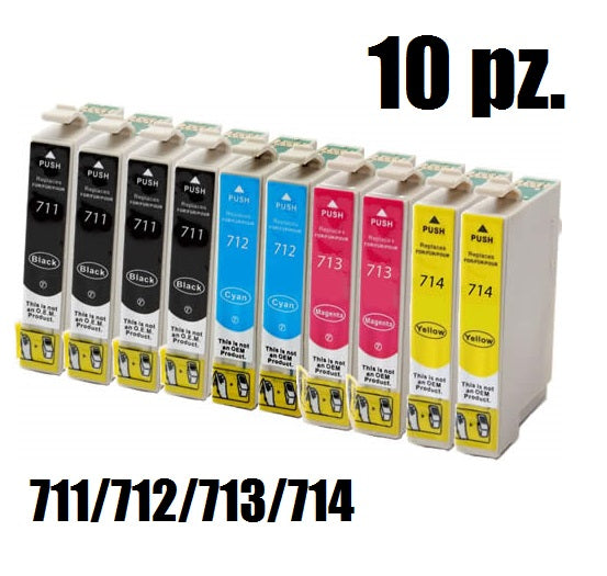 Kit 10 Cartucce Compatibili Epson T0711 T0712 T0713 T0714