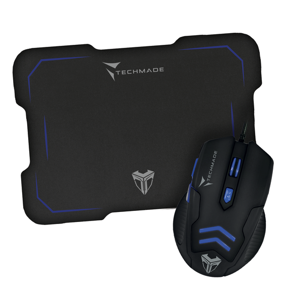 TECHMADE MOUSE USB CON MOUSE PAD GAMING TM-M016 BLU