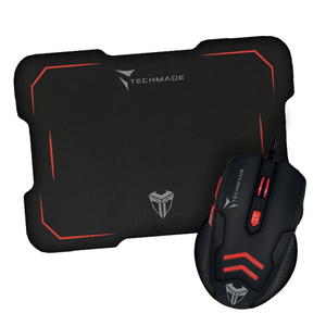 TECHMADE MOUSE USB CON MOUSE PAD GAMING TM-M016 ROSSO