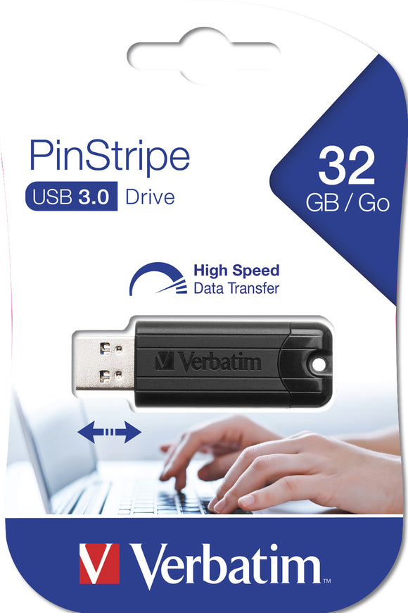 PEN DRIVE 32GB VERBATIM PINSTRIPE USB3.0