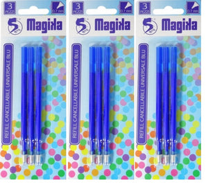 KIT 9 RICARICA UNIVERSALE PER PENNA CANCELLABILE PUNTA 0.7 MM SPIL - BLU