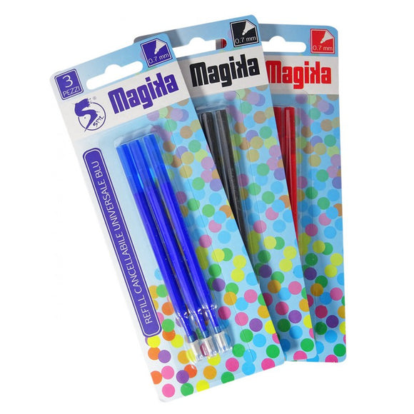RICARICA PER PENNA CANCELLABILE MAGIKA 3 PZ. PUNTA 0.7 MM SPIL - NERO